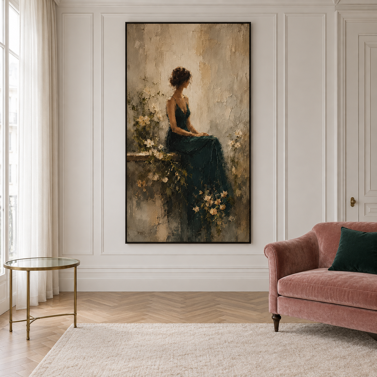 Woman in Green Dress Wall Art – A Quiet Moment#yy91601