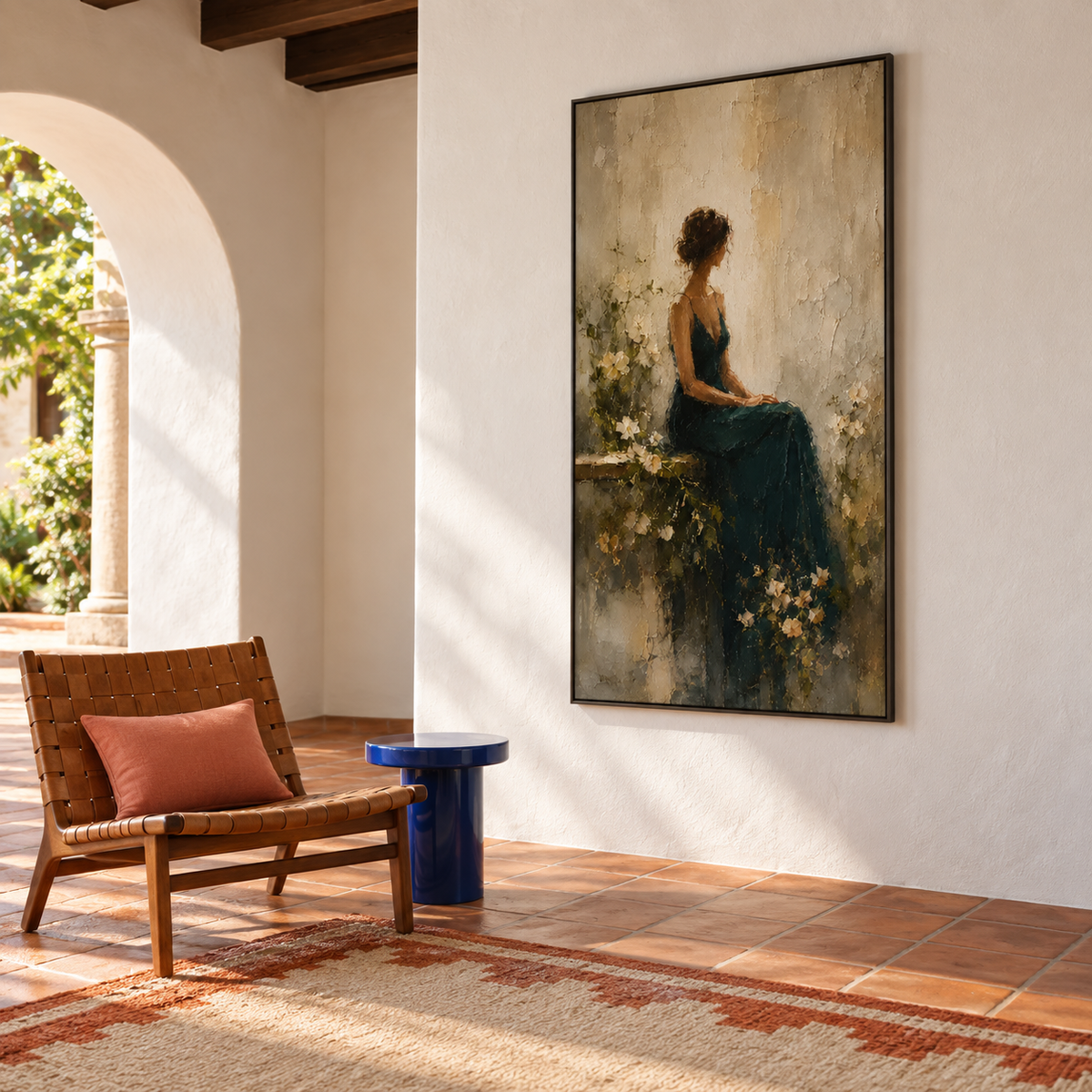 Woman in Green Dress Wall Art – A Quiet Moment#yy91601