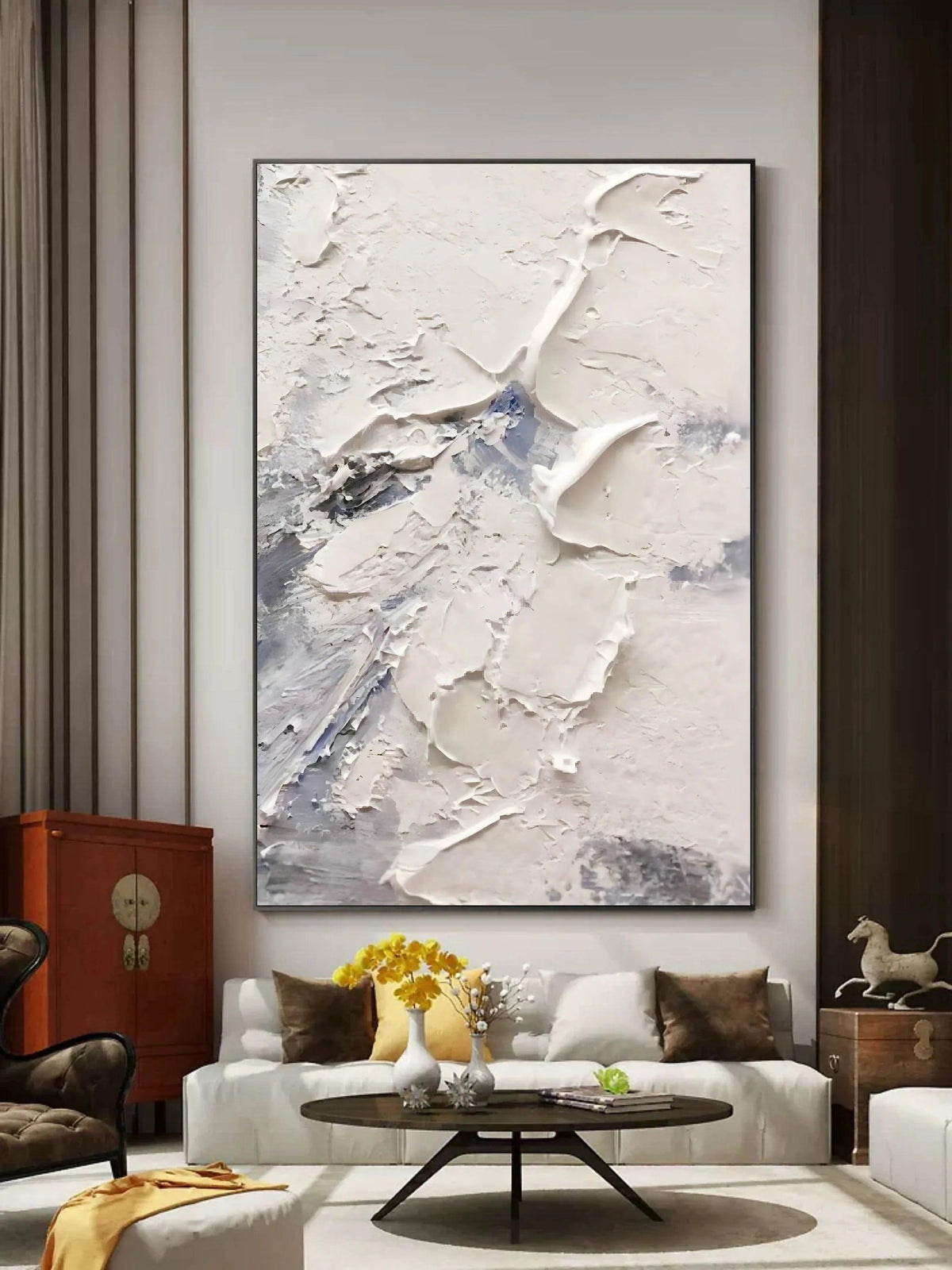 Minimalist Textured Oil Painting - Abstract Canvas Wall Art for Modern ...