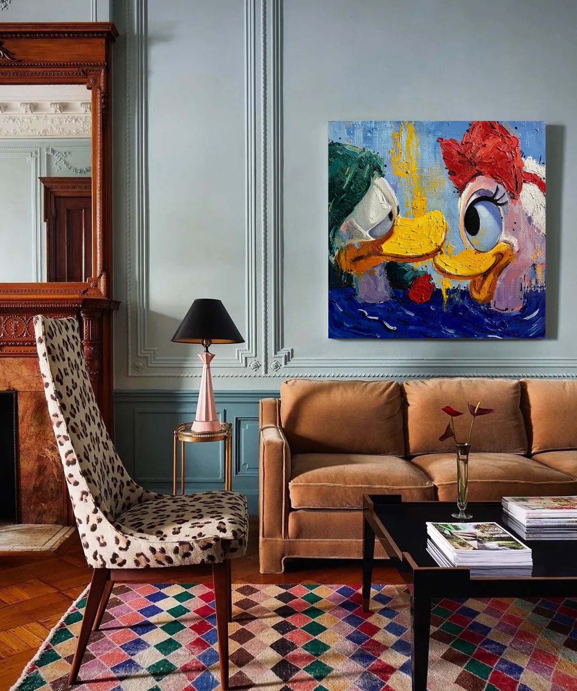 Ducks in Love Abstract Canvas